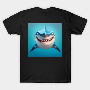 Grinning Shark in Cartoon Style T-Shirt